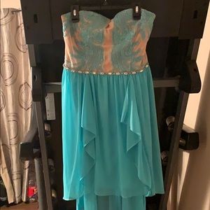 Teal high low dress